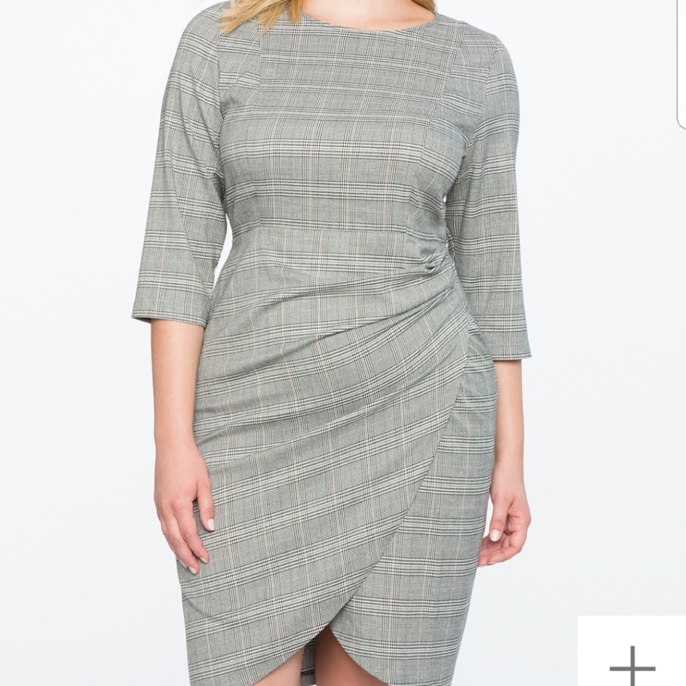 Eloquii Plaid Dress w/ Wrap Skirt